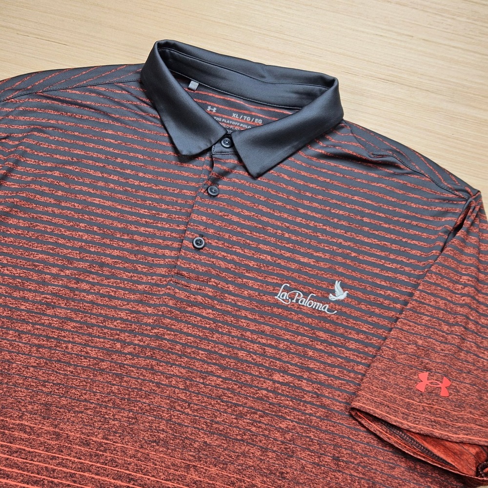 La Paloma Golf Under Armour Playoff Polo Mens XL Red Striped Shirt UM0875